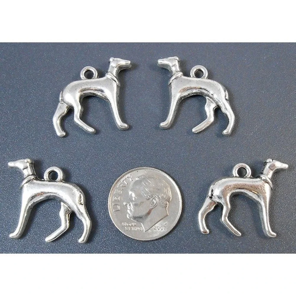 6pcs Dog Charms, whippet‎ greyhound, jewelry making supplies
